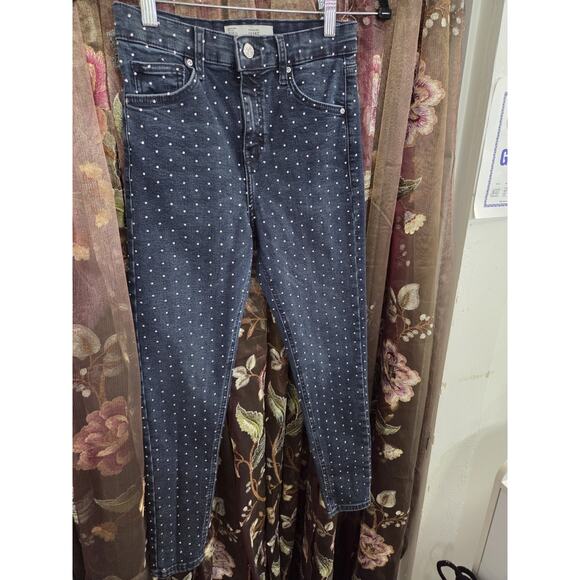Top Shop Moto Jamie High Rise Skinny Denim Jeans Rhinestone Women Size 28 - Picture 7 of 13